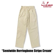 画像4: COOKMAN  シェフパンツ Chef Pants Semiwide Herringbone Stripe Cream (4)