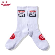画像1: COOKMAN  ソックス Rib Crew Socks Vision Logo White (1)