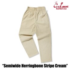 画像10: COOKMAN  シェフパンツ Chef Pants Semiwide Herringbone Stripe Cream (10)