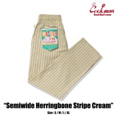 画像1: COOKMAN  シェフパンツ Chef Pants Semiwide Herringbone Stripe Cream (1)