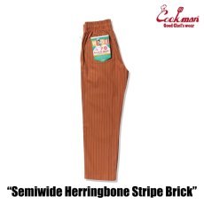 画像2: COOKMAN  シェフパンツ Chef Pants Semiwide Herringbone Stripe Brick (2)