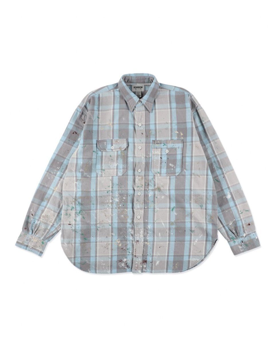画像1: BOW WOW  PAINTER'S PAINT STAINED FLANNEL SHIRT (1)