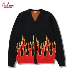 画像1: COOKMAN  カーディガン Knitted Cardigan Flame Black (1)
