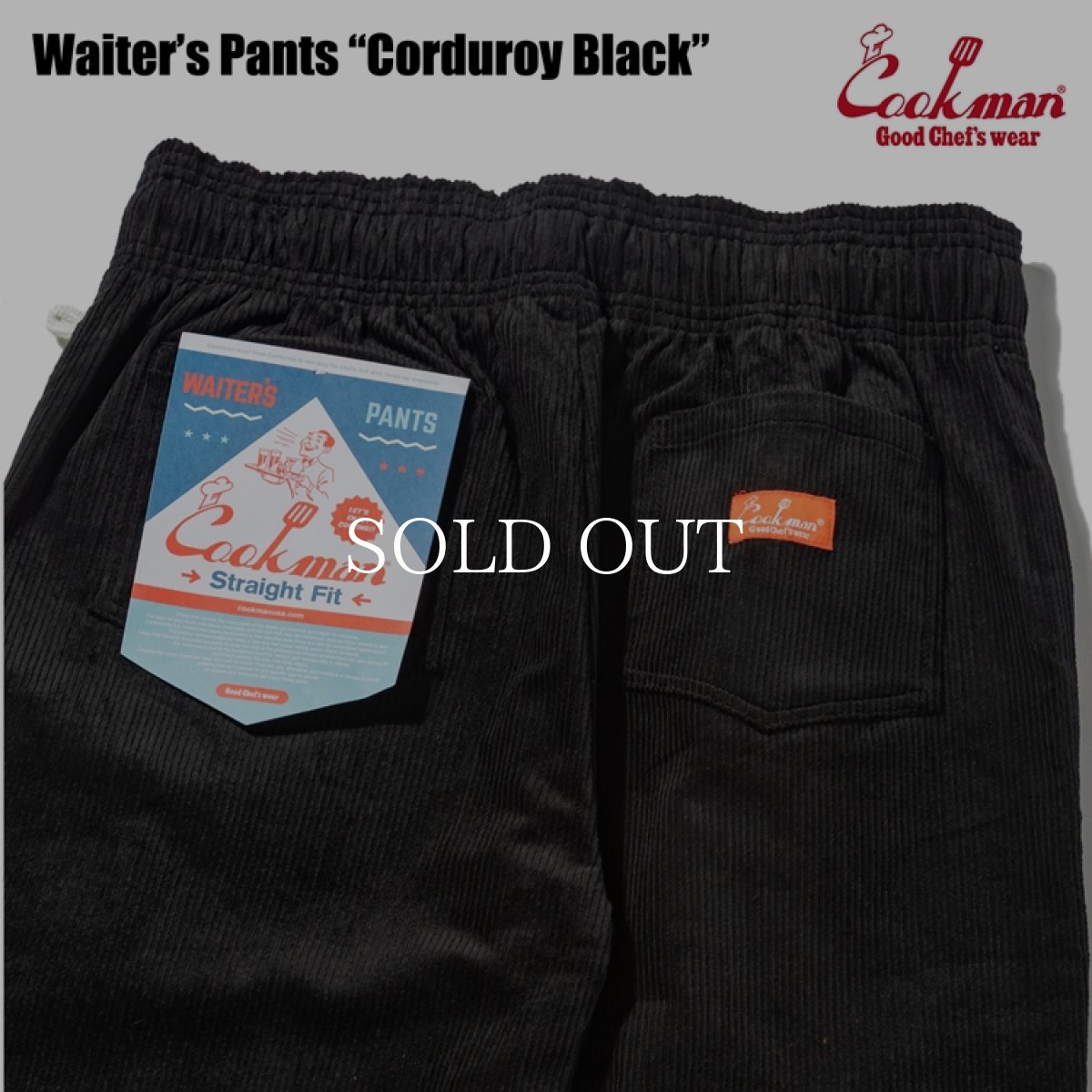画像6: COOKMAN  ウェイターパンツ Waiter's Pants Corduroy Black (6)