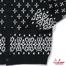 画像5: COOKMAN  カーディガン Knitted Cardigan Bandanna Cross Black (5)