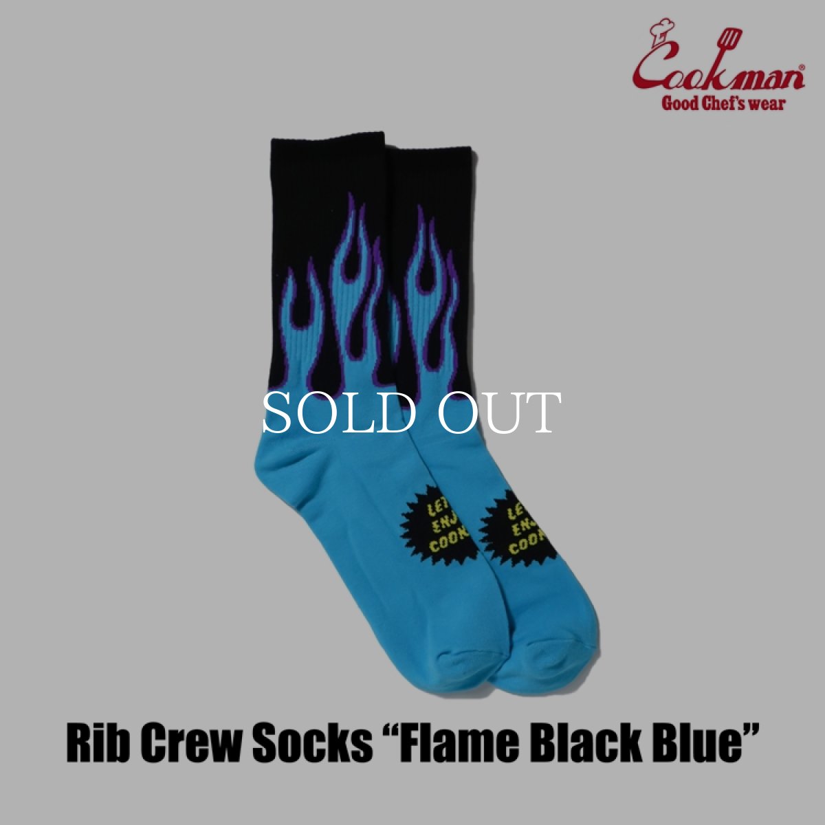 画像2: COOKMAN  ソックス Rib Crew Socks Flame Black Blue (2)
