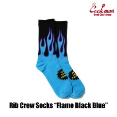 画像2: COOKMAN  ソックス Rib Crew Socks Flame Black Blue (2)