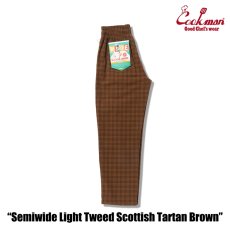 画像4: COOKMAN  シェフパンツ Chef Pants Semiwide Light Tweed Scottish Tartan Brown (4)