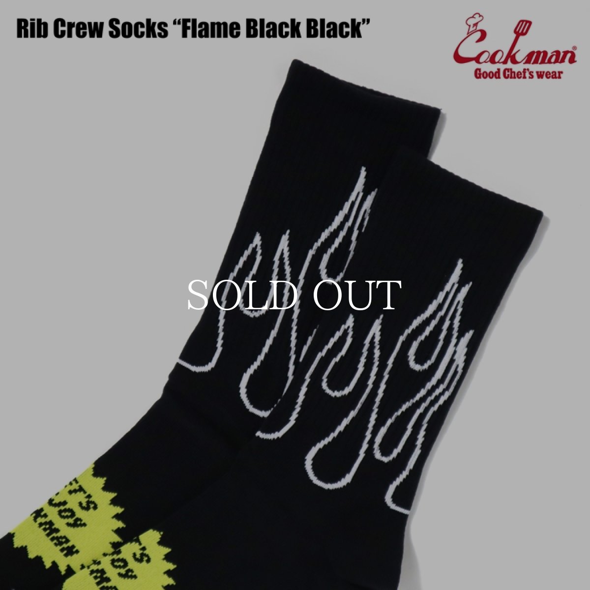 画像3: COOKMAN  ソックス Rib Crew Socks Flame Black Black (3)
