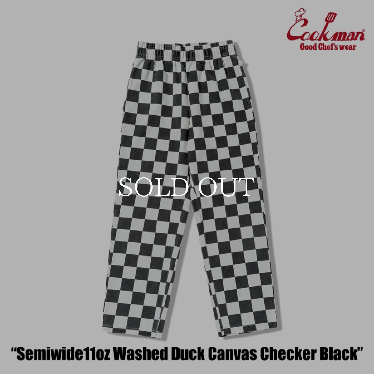 画像2: COOKMAN  シェフパンツ Chef Pants Semiwide11oz Washed Duck Canvas Checker Black (2)