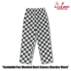 画像2: COOKMAN  シェフパンツ Chef Pants Semiwide11oz Washed Duck Canvas Checker Black (2)