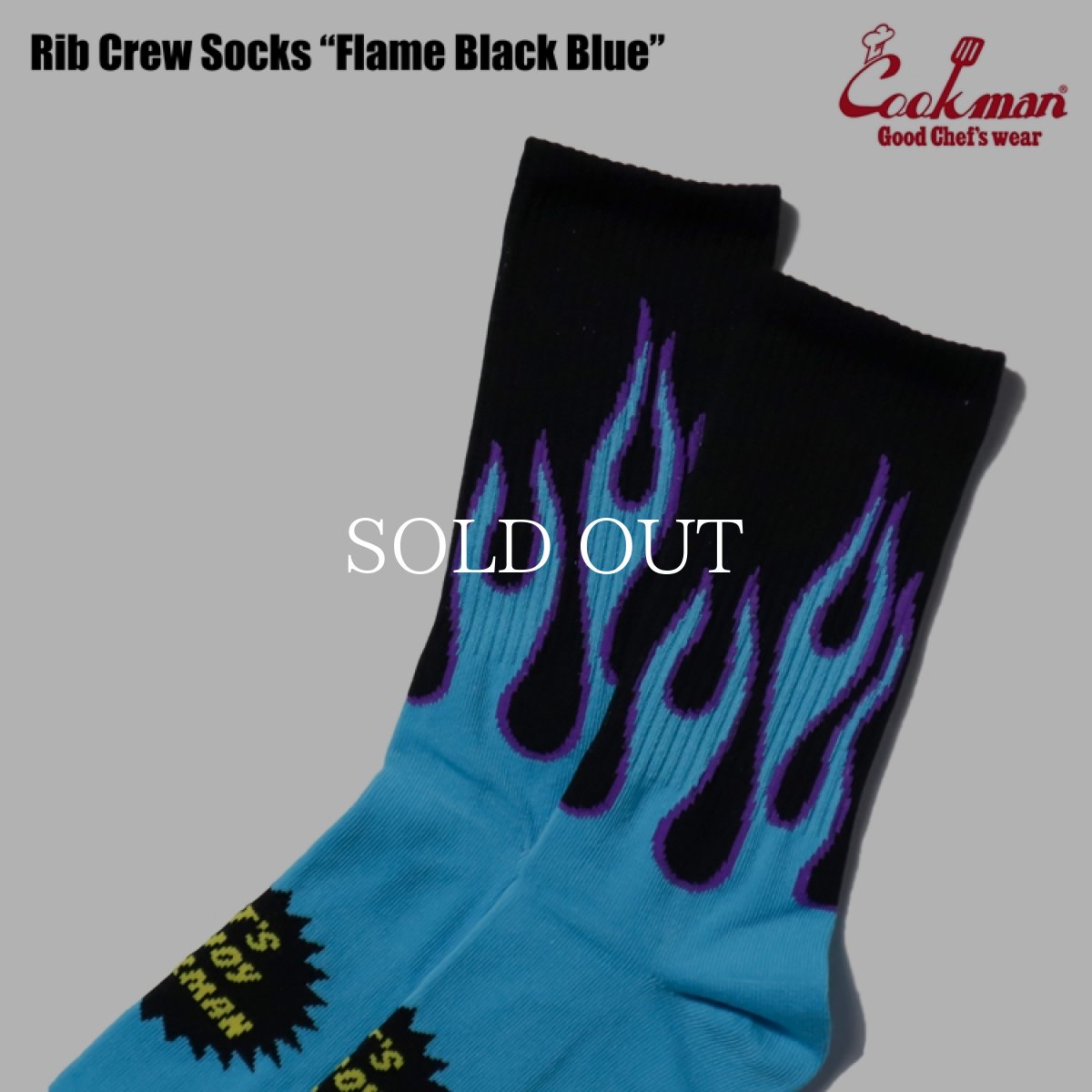 画像3: COOKMAN  ソックス Rib Crew Socks Flame Black Blue (3)