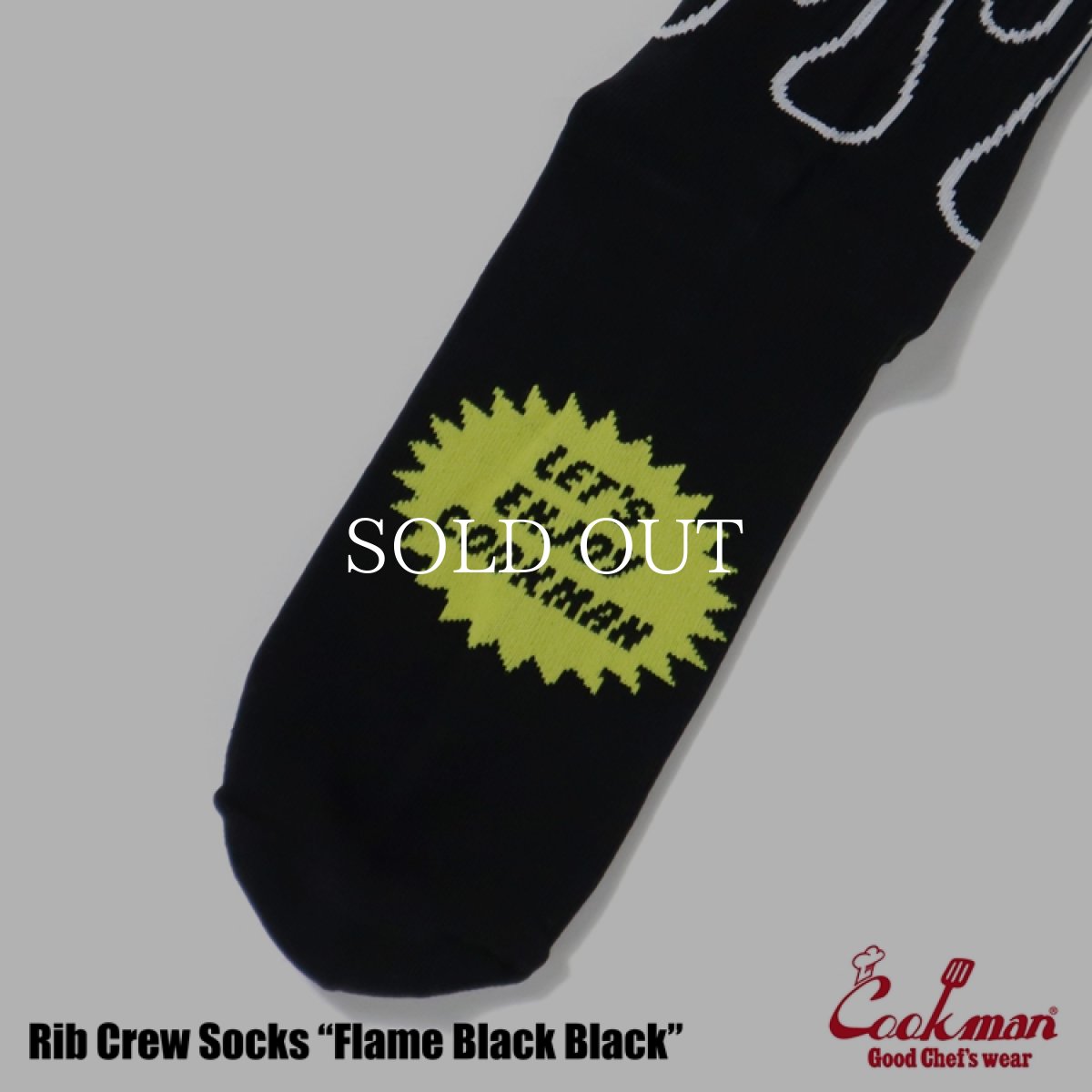 画像4: COOKMAN  ソックス Rib Crew Socks Flame Black Black (4)