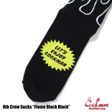 画像4: COOKMAN  ソックス Rib Crew Socks Flame Black Black (4)