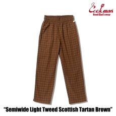 画像2: COOKMAN  シェフパンツ Chef Pants Semiwide Light Tweed Scottish Tartan Brown (2)