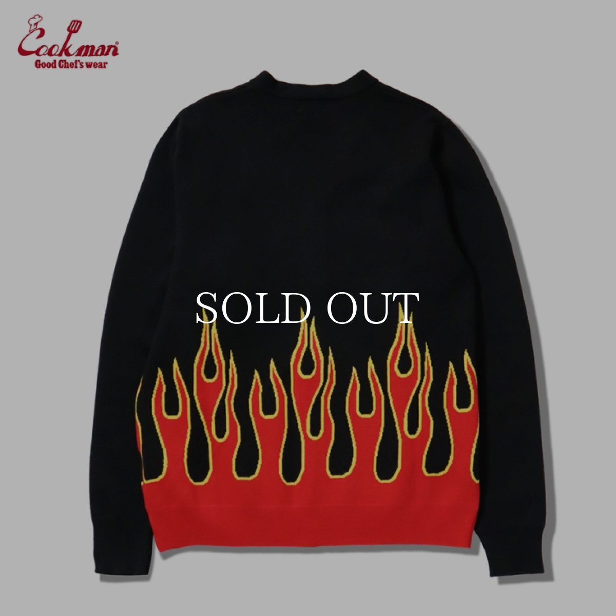 画像2: COOKMAN  カーディガン Knitted Cardigan Flame Black (2)