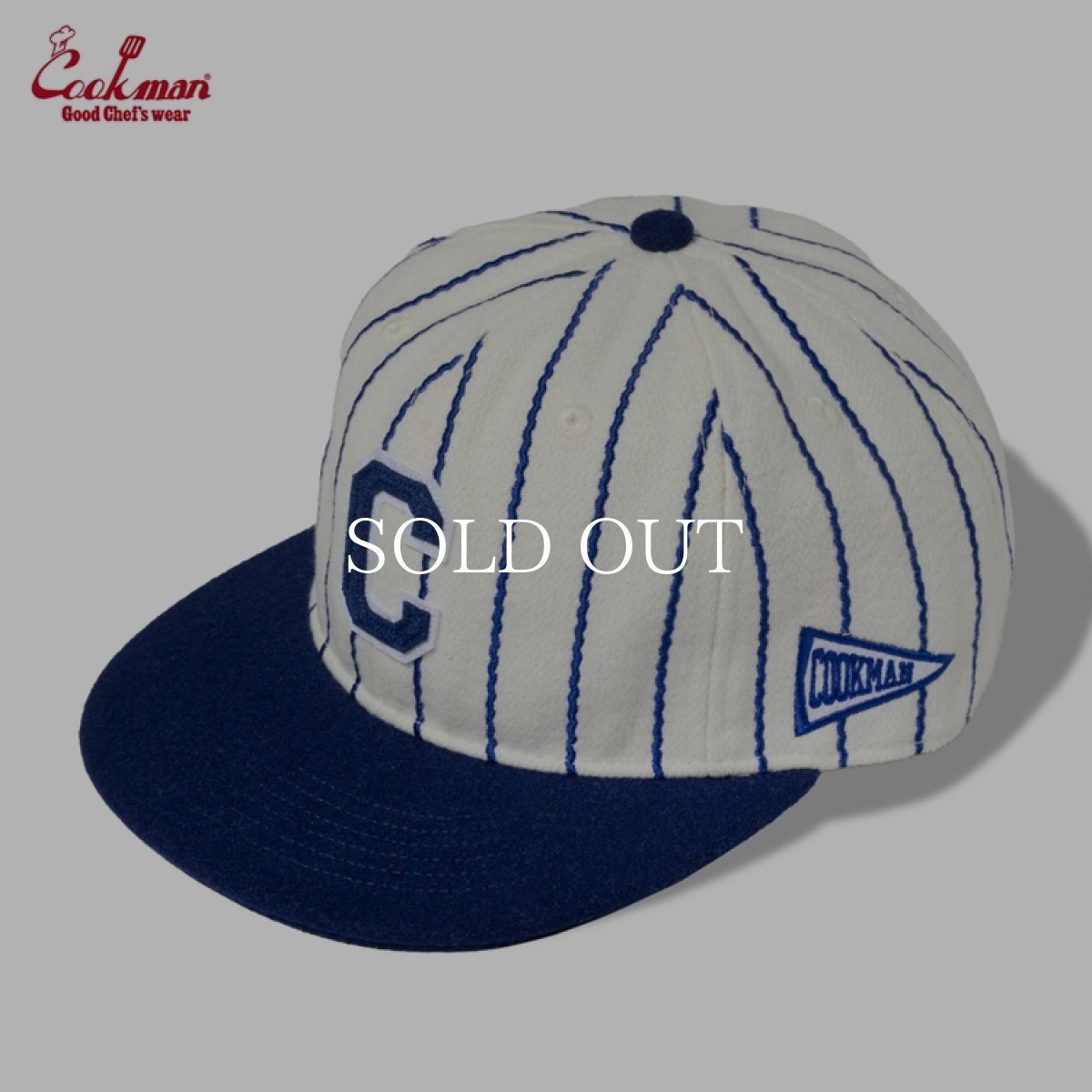 画像1: COOKMAN  キャップ Flat Brim Snapback Cap Stripe Navy (1)
