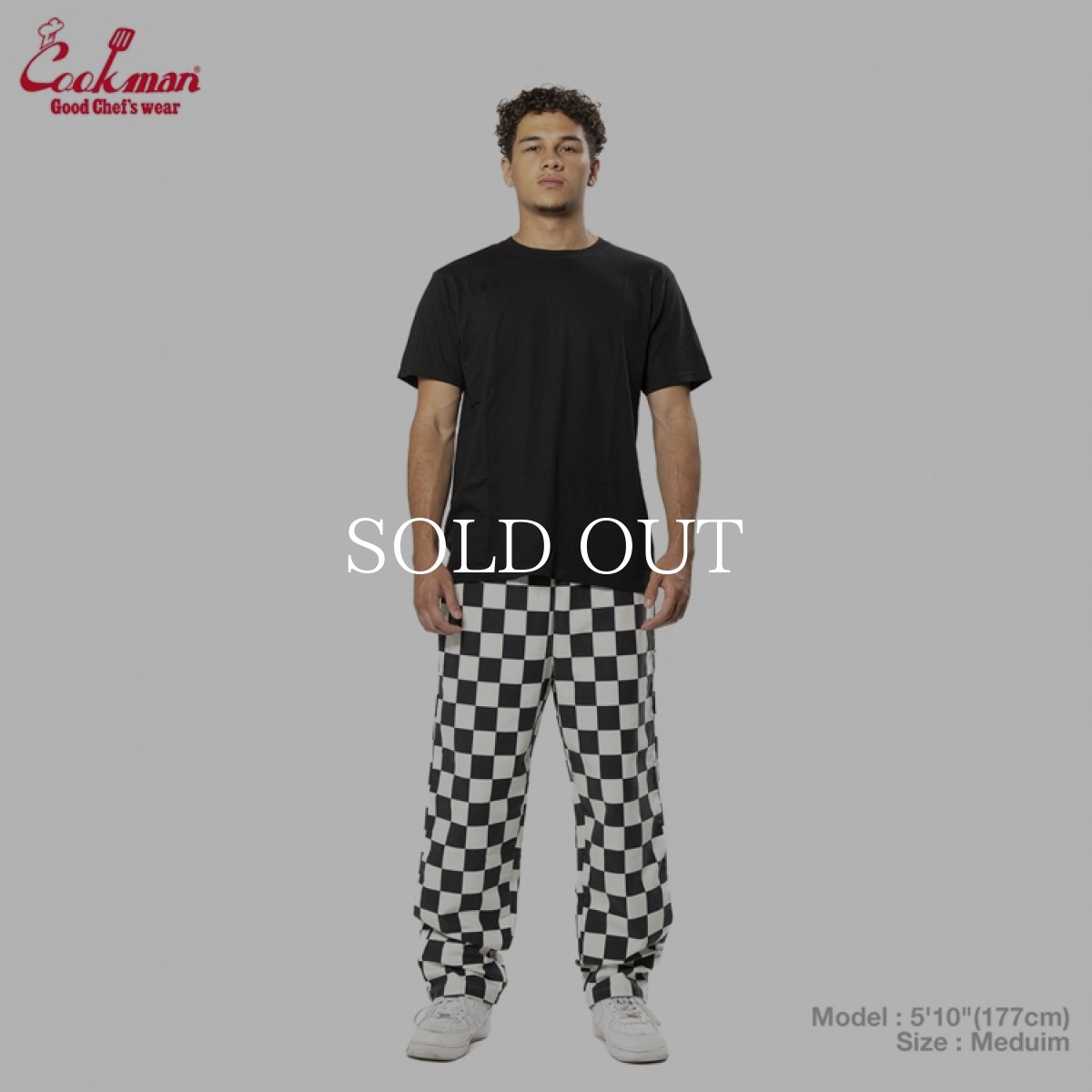 画像8: COOKMAN  シェフパンツ Chef Pants Semiwide11oz Washed Duck Canvas Checker Black (8)