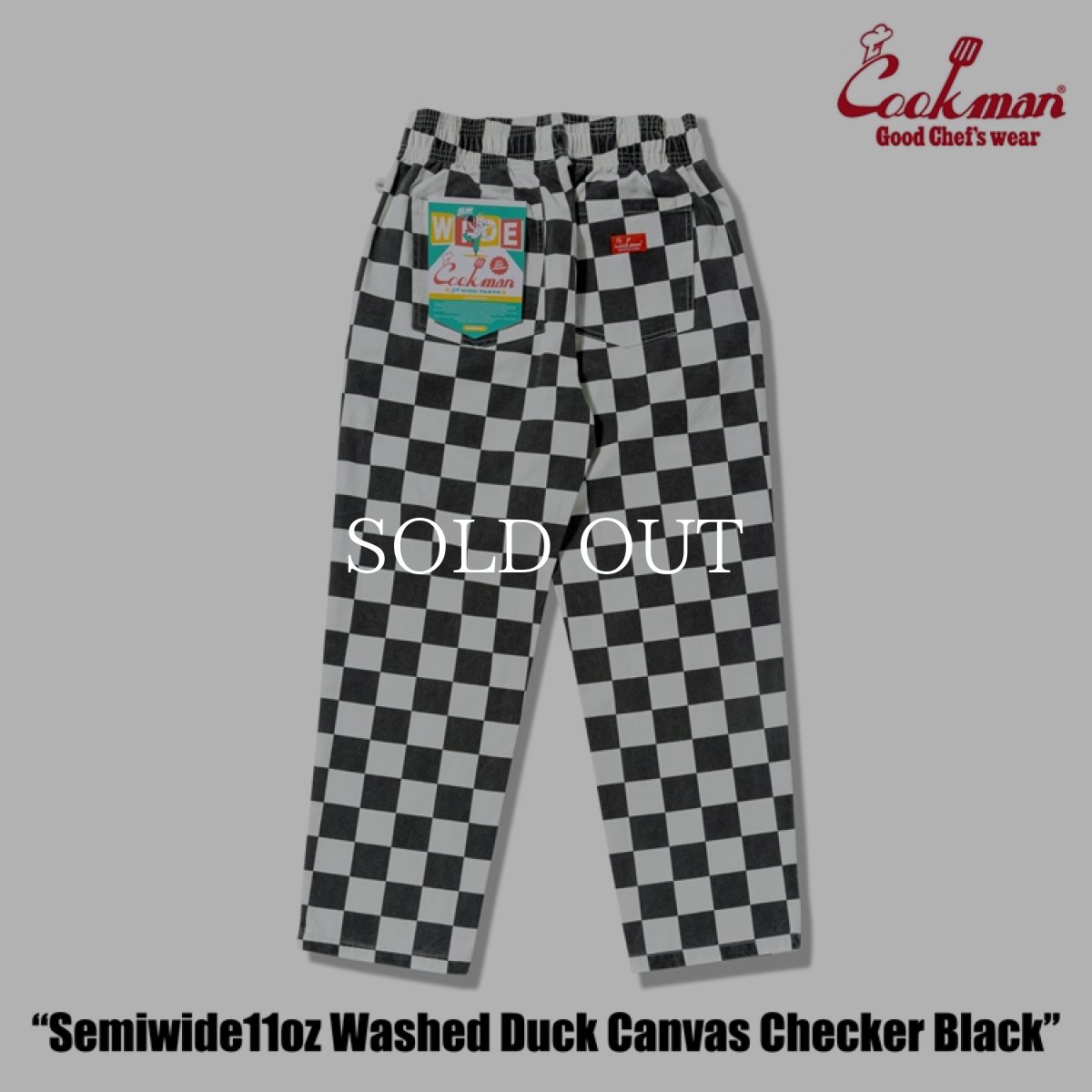 画像3: COOKMAN  シェフパンツ Chef Pants Semiwide11oz Washed Duck Canvas Checker Black (3)