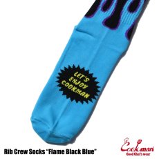 画像4: COOKMAN  ソックス Rib Crew Socks Flame Black Blue (4)