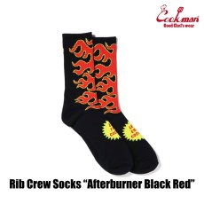 画像2: COOKMAN  ソックス Rib Crew Socks Afterburner Black Red (2)