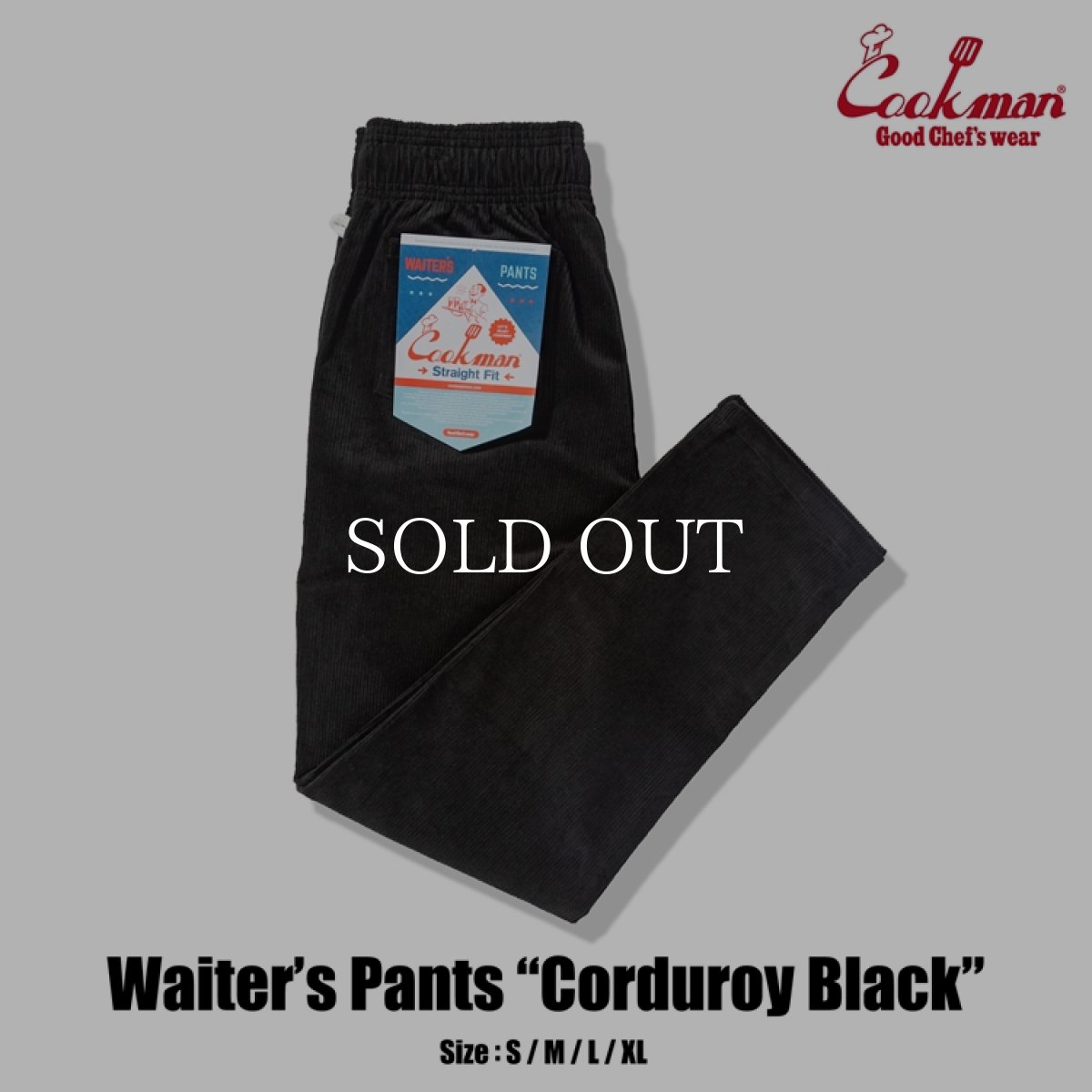画像1: COOKMAN  ウェイターパンツ Waiter's Pants Corduroy Black (1)