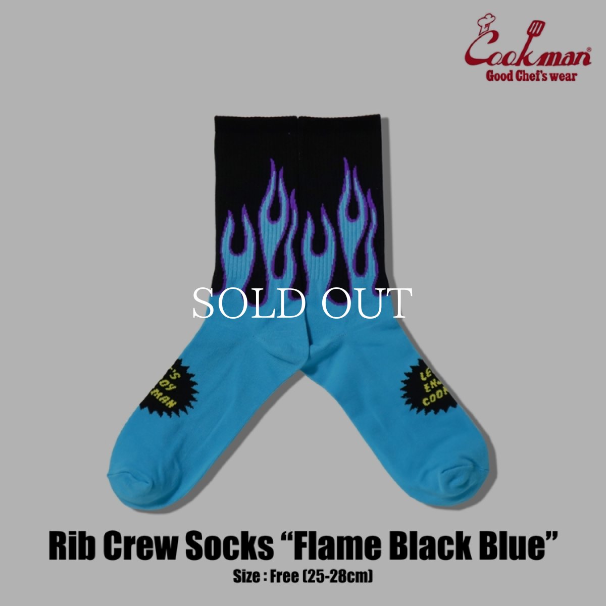 画像1: COOKMAN  ソックス Rib Crew Socks Flame Black Blue (1)