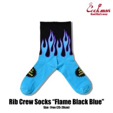 画像1: COOKMAN  ソックス Rib Crew Socks Flame Black Blue (1)