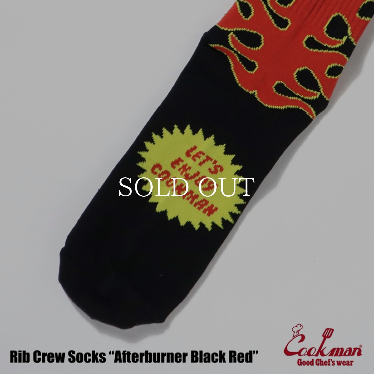 画像4: COOKMAN  ソックス Rib Crew Socks Afterburner Black Red (4)