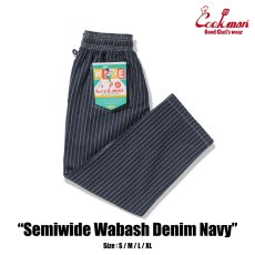画像1: COOKMAN  シェフパンツ Chef Pants Semiwide Wabash Denim Navy (1)