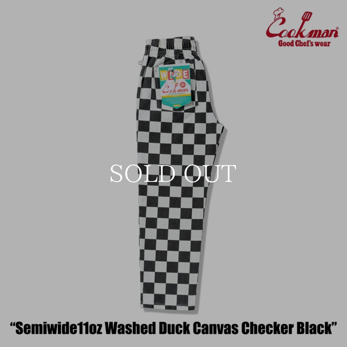 画像4: COOKMAN  シェフパンツ Chef Pants Semiwide11oz Washed Duck Canvas Checker Black (4)