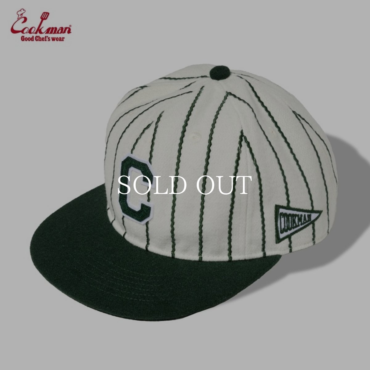 画像1: COOKMAN  キャップ Flat Brim Snapback Cap Stripe Green (1)
