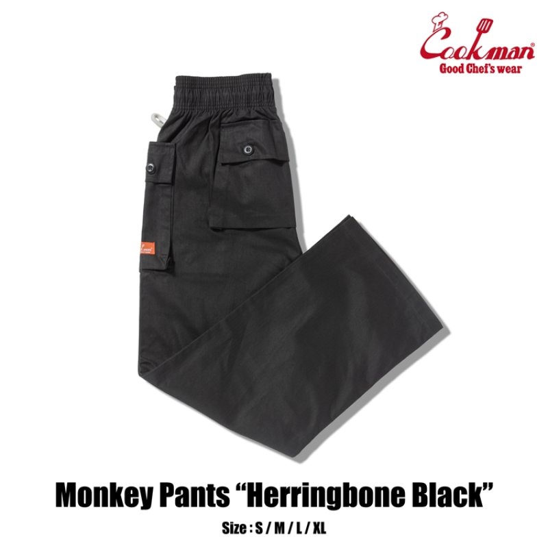 COOKMAN モンキーパンツ Monkey Pants Herringbone Black 231-53836