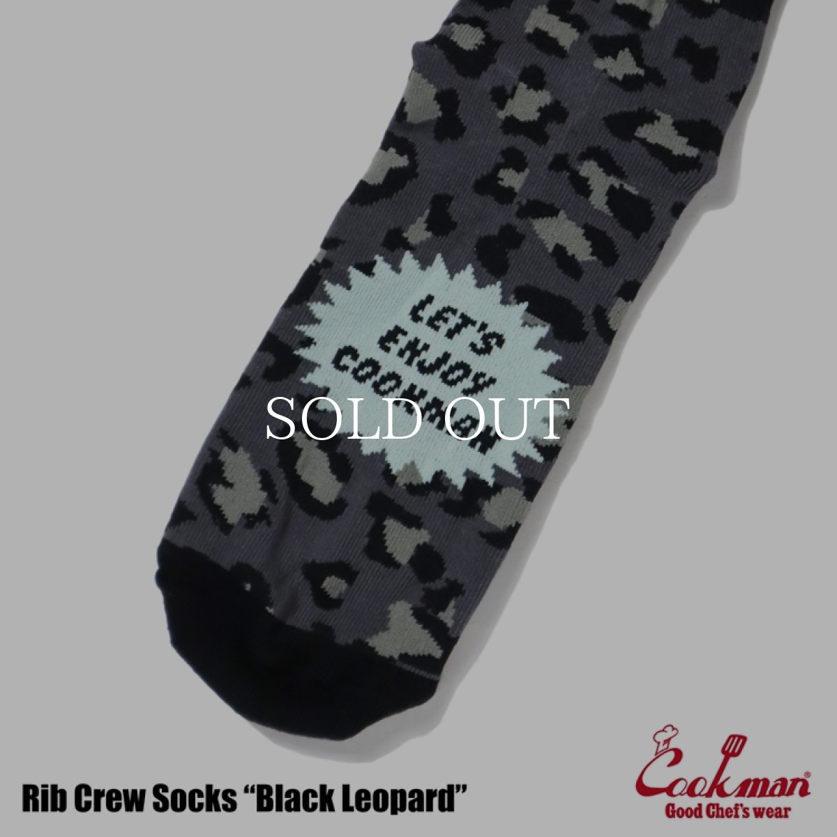画像3: COOKMAN  ソックス Rib Crew Socks Black Leopard (3)