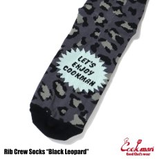 画像3: COOKMAN  ソックス Rib Crew Socks Black Leopard (3)