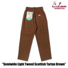 画像3: COOKMAN  シェフパンツ Chef Pants Semiwide Light Tweed Scottish Tartan Brown (3)
