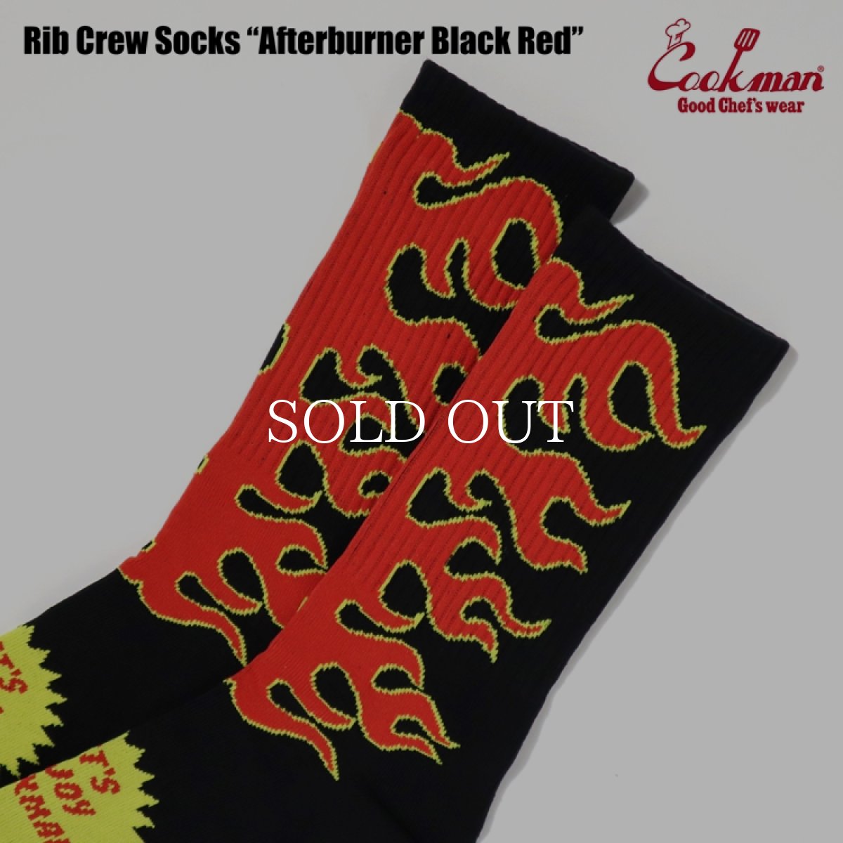 画像3: COOKMAN  ソックス Rib Crew Socks Afterburner Black Red (3)