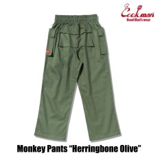 画像3: COOKMAN  モンキーパンツ Monkey Pants Herringbone Olive (3)
