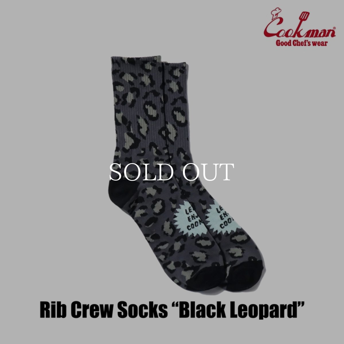 画像2: COOKMAN  ソックス Rib Crew Socks Black Leopard (2)