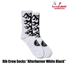 画像2: COOKMAN  ソックス Rib Crew Socks Afterburner White Black (2)
