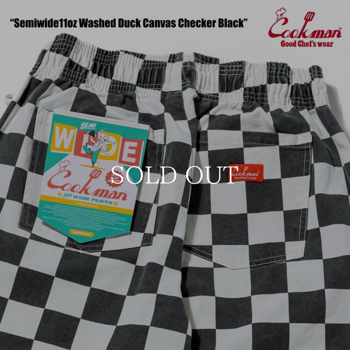 画像6: COOKMAN  シェフパンツ Chef Pants Semiwide11oz Washed Duck Canvas Checker Black (6)