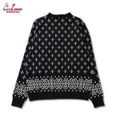 画像2: COOKMAN  カーディガン Knitted Cardigan Bandanna Cross Black (2)