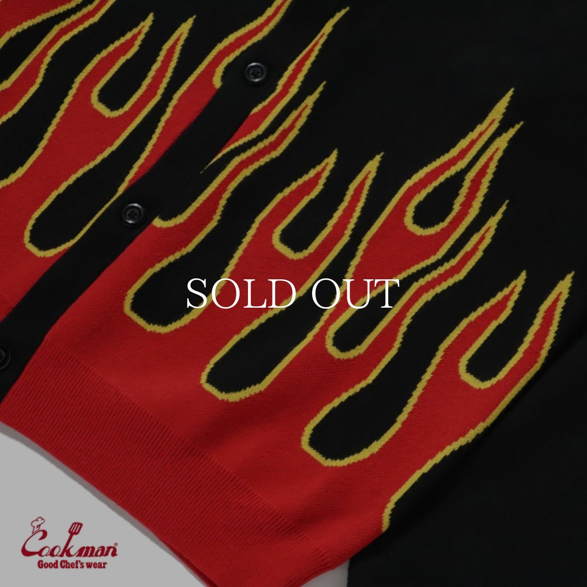 画像4: COOKMAN  カーディガン Knitted Cardigan Flame Black (4)