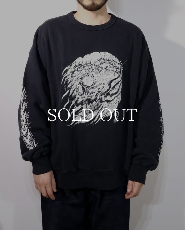 ANTIDOTE BUYERS CLUB Fade Wash Crewneck Sweatshirt(Skull Jesus