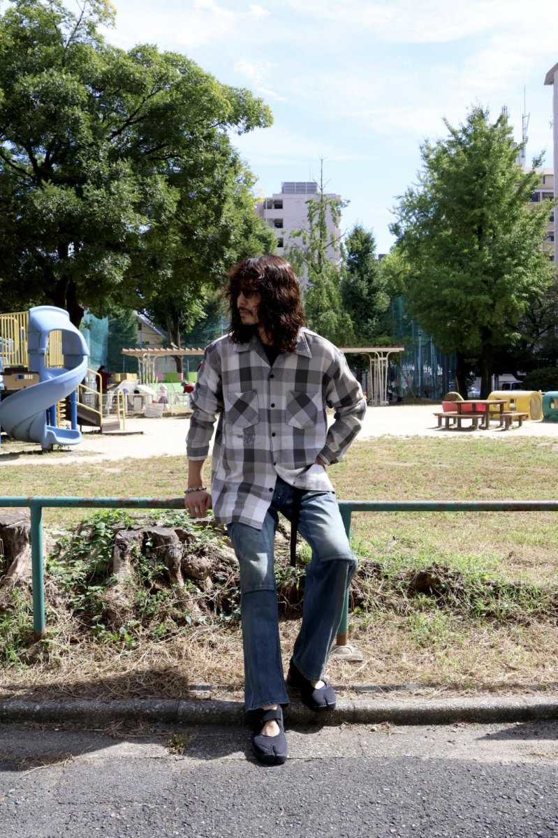 画像7: BOW WOW  DAMAGED AND STAINED FLANNEL SHIRT (7)