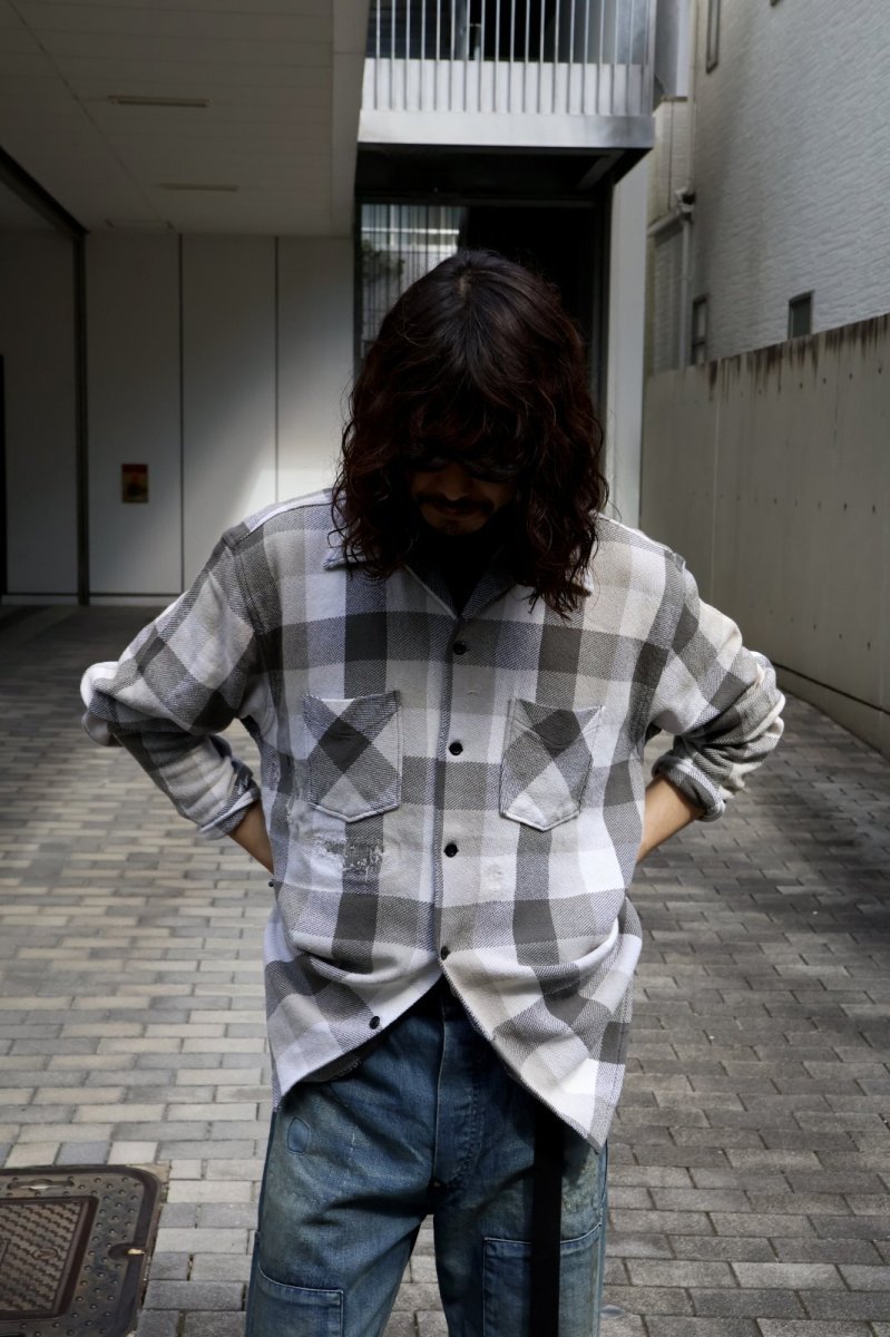 画像6: BOW WOW  DAMAGED AND STAINED FLANNEL SHIRT (6)