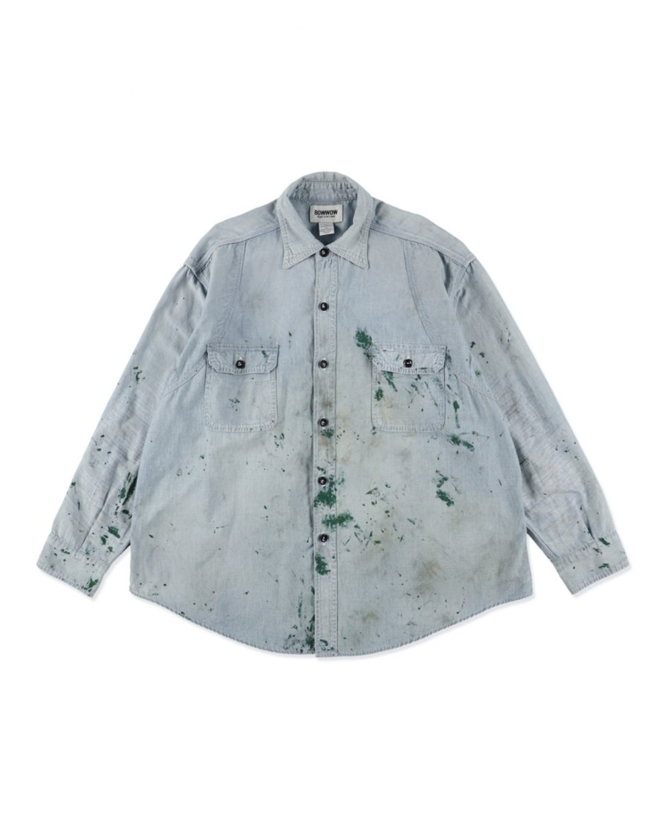 画像1: BOW WOW  PAINT STAINED CHAMBRAY SHIRT, VENT HOLES (1)