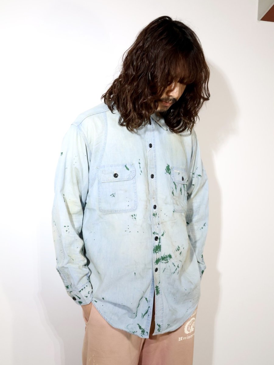 画像4: BOW WOW  PAINT STAINED CHAMBRAY SHIRT, VENT HOLES (4)