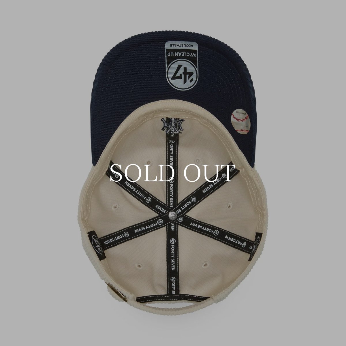 画像5: '47  47 クリーンナップ ニューヨーク・ヤンキース 2-Tone Corduroy コーデュロイ ナチュラル ベースランナー ネイビーバイザー (5)