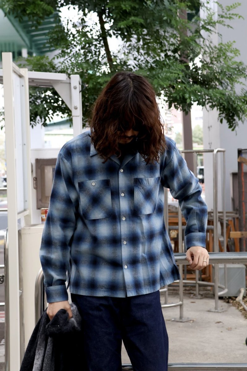 画像2: MINEDENIM  C.Flannel Ombre Open Collar SH (2)